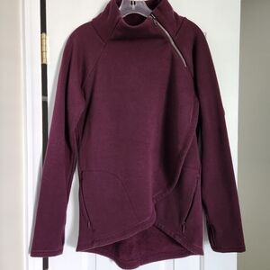 Athleta Cozy Karma Asymmetrical Pullover, Regal Plum, Size Small
